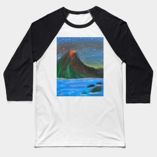 Hawaii Volcano Eruption Baseball T-Shirt